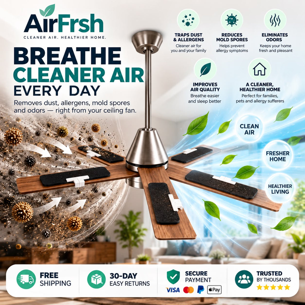 Airfrsh Ceiling Fan Filters